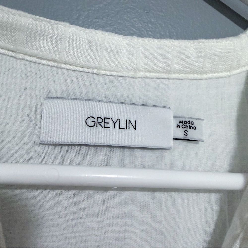 Greylin Pattern Texture Teagan Windowpane Popover Mini Dress Size Small White - Picture 7 of 11